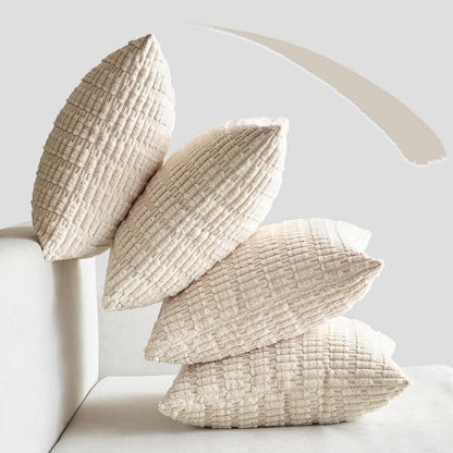 Kordsamt Kissenbezüge 4er Set 40x40 cm Dekorative Sofakissen Creme