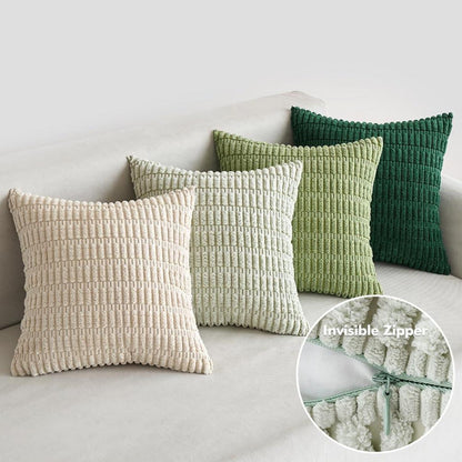 EMEMA Kordsamt Kissenbezüge 4er Set 40x40 cm Grün Serie