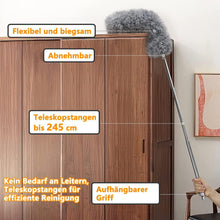 Staubwedel Teleskop lang ausziehbar bis 2,45m Grau
