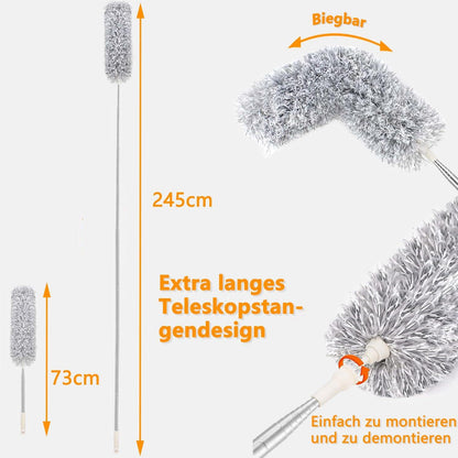 Teleskop Staubwedel ausziehbar bis 2,45m Waschbar Eckbesen