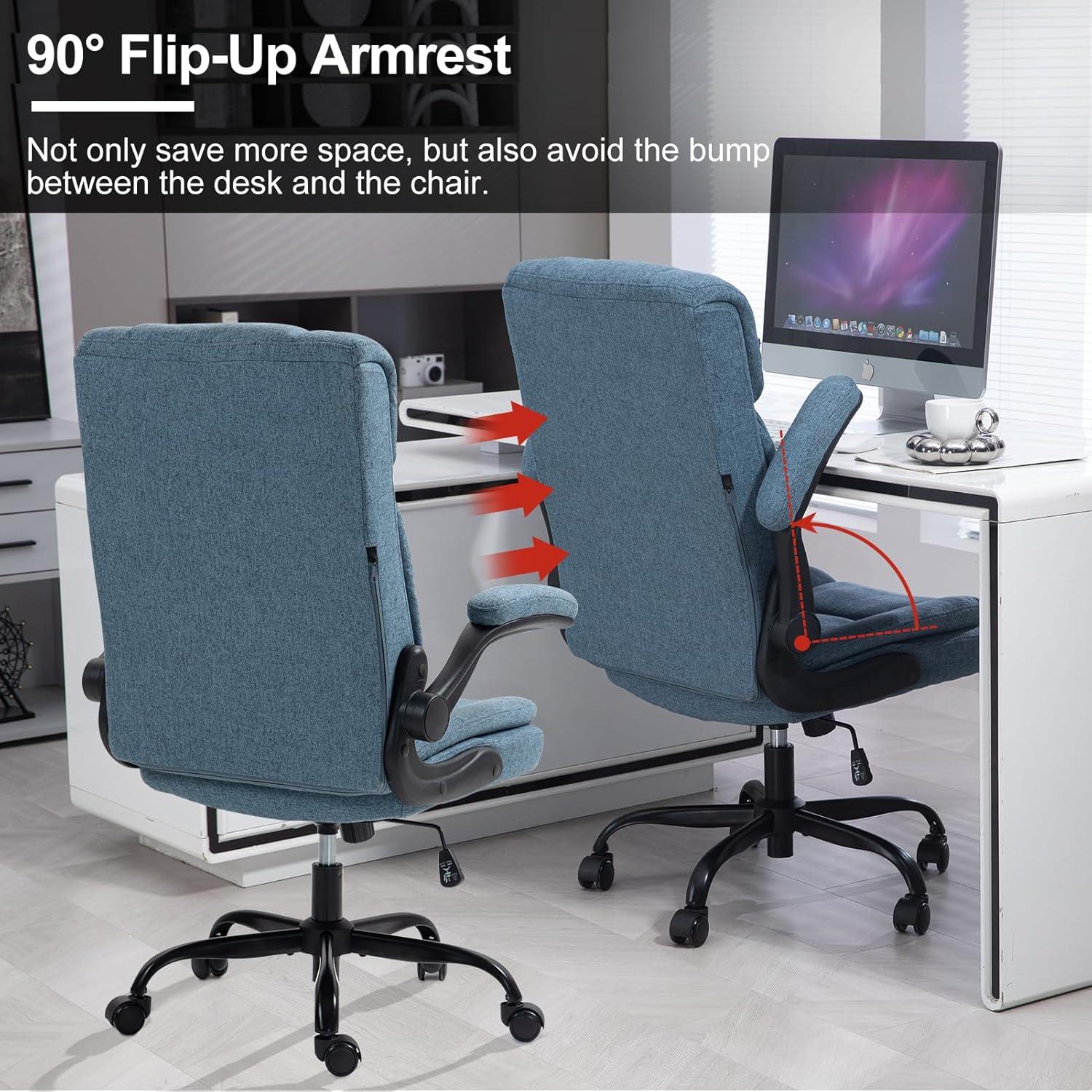 Ergonomischer Bürostuhl 150KG Belastbarkeit Stoff Armlehnen Schaukelfunktion