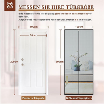 Magnetisches Fliegengitter für Balkontür 100x200cm – Insektenschutz ohne Bohren