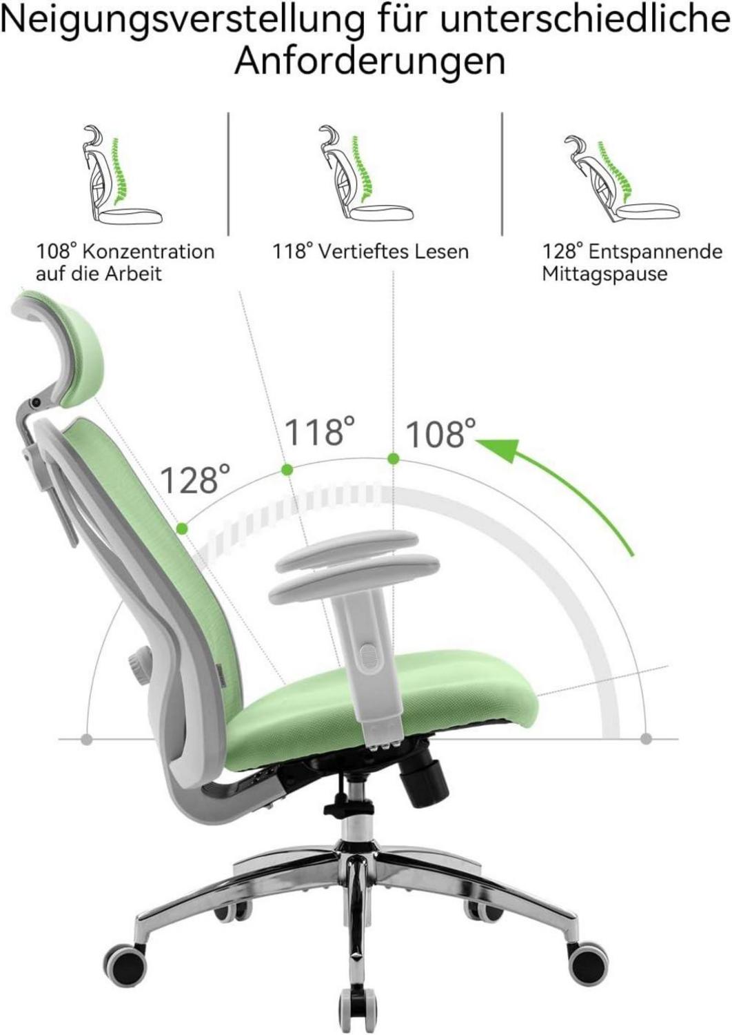 SIHOO M18 Bürostuhl ergonomisch, verstellbare Kopfstütze, Rückenlehne, Armlehnen