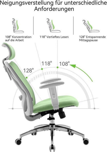 SIHOO M18 Bürostuhl ergonomisch, verstellbare Kopfstütze, Rückenlehne, Armlehnen