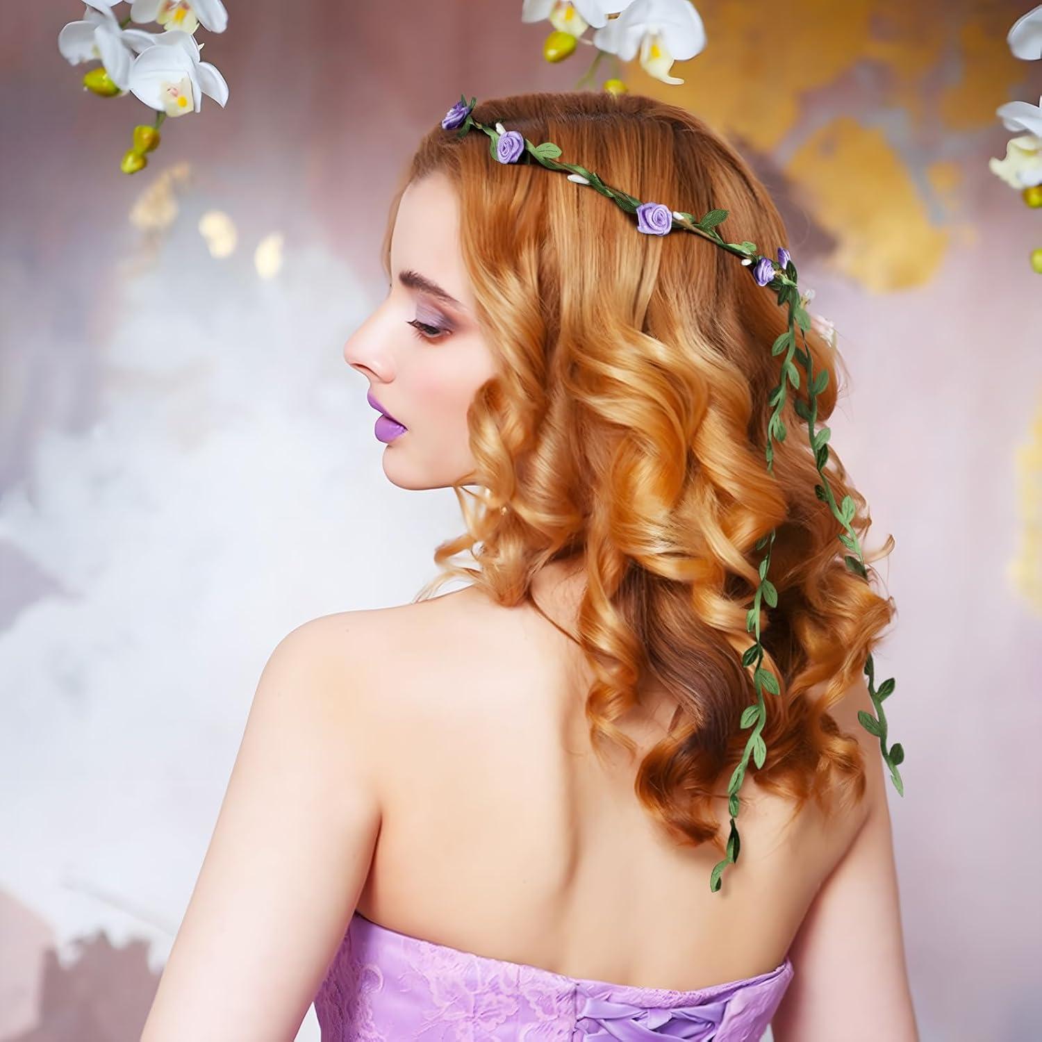 2Pcs Blumenkranz Haarband Damen Mädchen Hochzeit Party