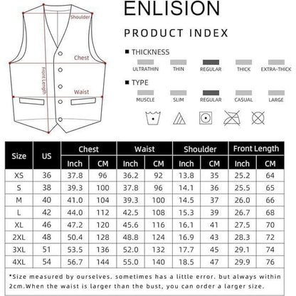 Enlision Herren Anzugweste Formell Einfarbig Hochzeit