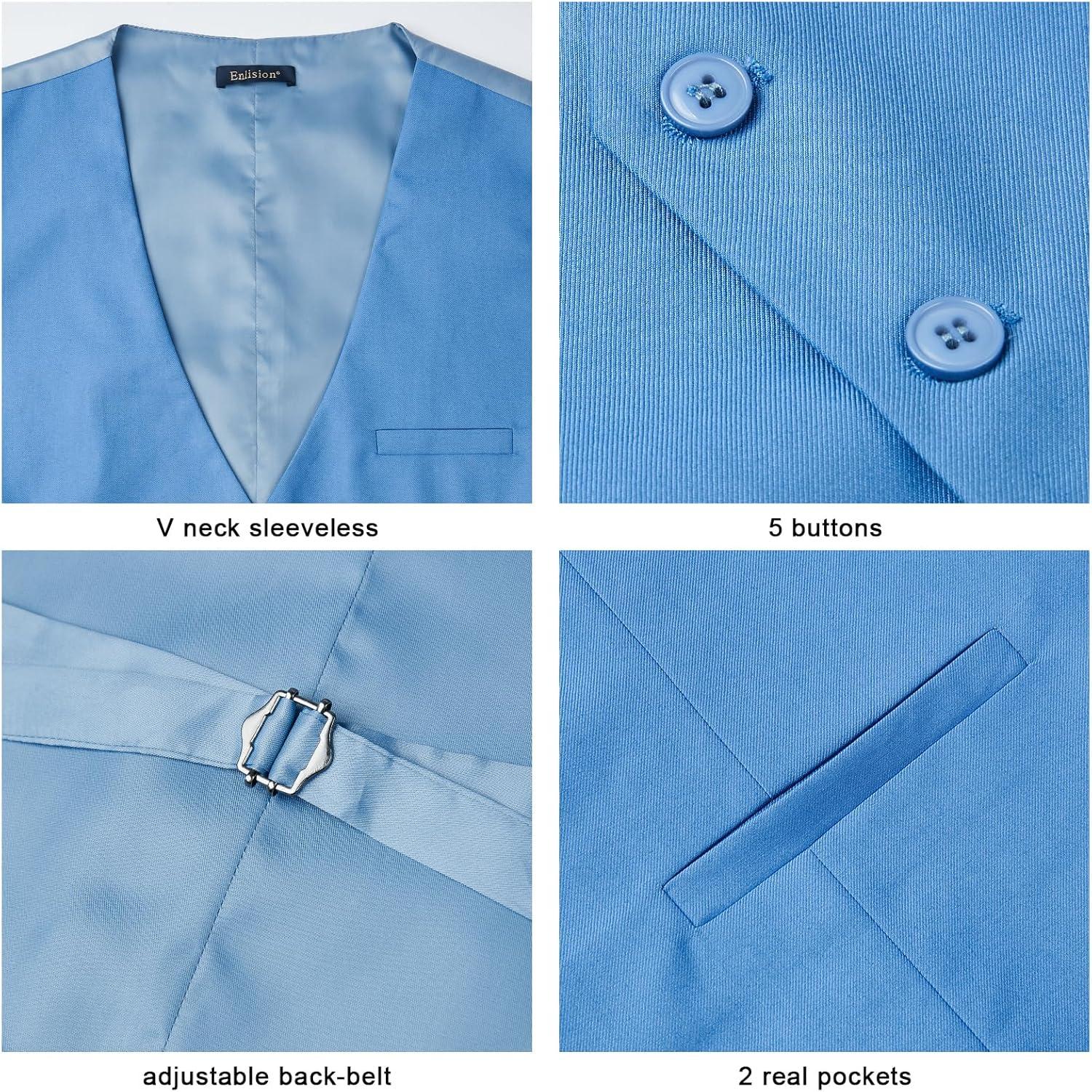 Herren Anzugweste Blau Formell Elegant Business XS-4XL