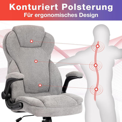 Fantasylab Bürostuhl Schwarz 180KG belastbar Hochlehner ergonomisch