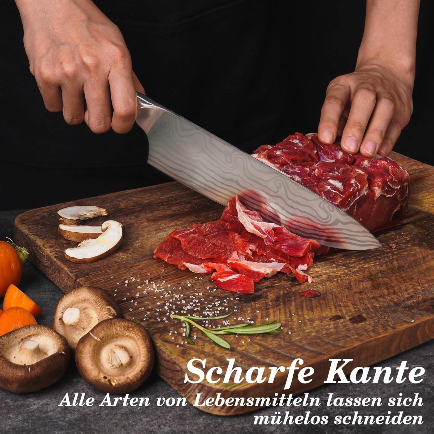 Küchenmesser Damastmuster 34cm Profi Kochmesser Geschenke