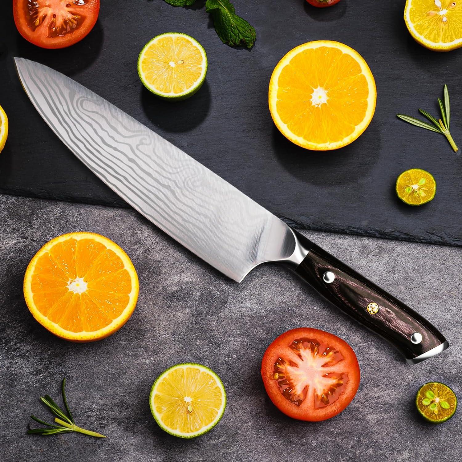 Küchenmesser 34cm Profi Messer Weihnachtsgeschenke für Männer Damastmuster
