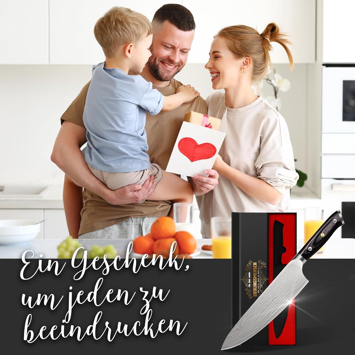 Küchenmesser 34cm Damastmuster Weihnachtsgeschenke Männer