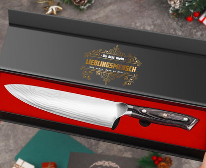 Küchenmesser Damastmuster Weihnachtsgeschenk 34cm Profi Kochmesser