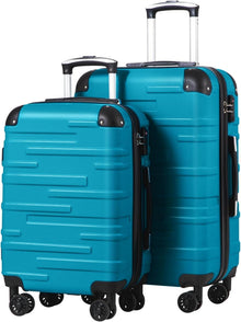 Hartschalen-Koffer Rollkoffer Set-2tlg ABS TSA-Schloss Türkisgrün