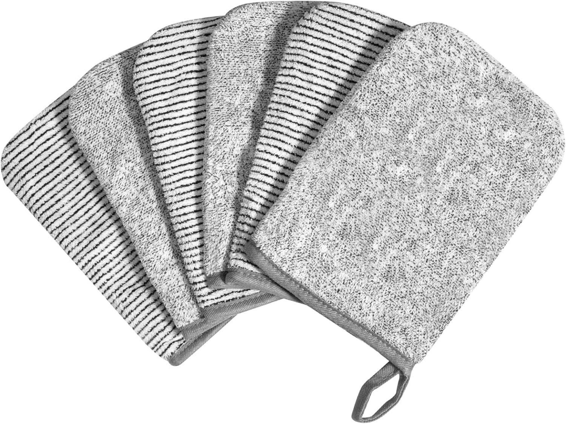 6er Set Wiederverwendbare Make-up-Entferner Handschuhe Grau 13x20cm