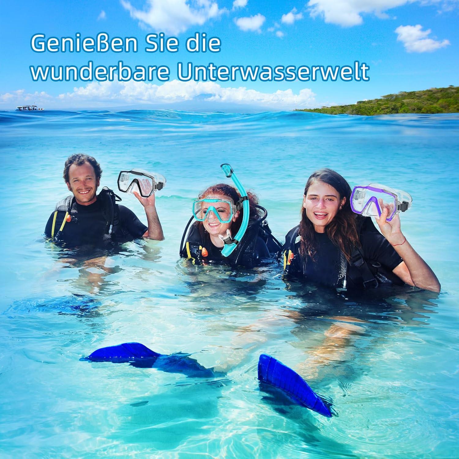 Schnorchelset Erwachsene Anti-Leck Anti-Beschlag Glaslinse Violett