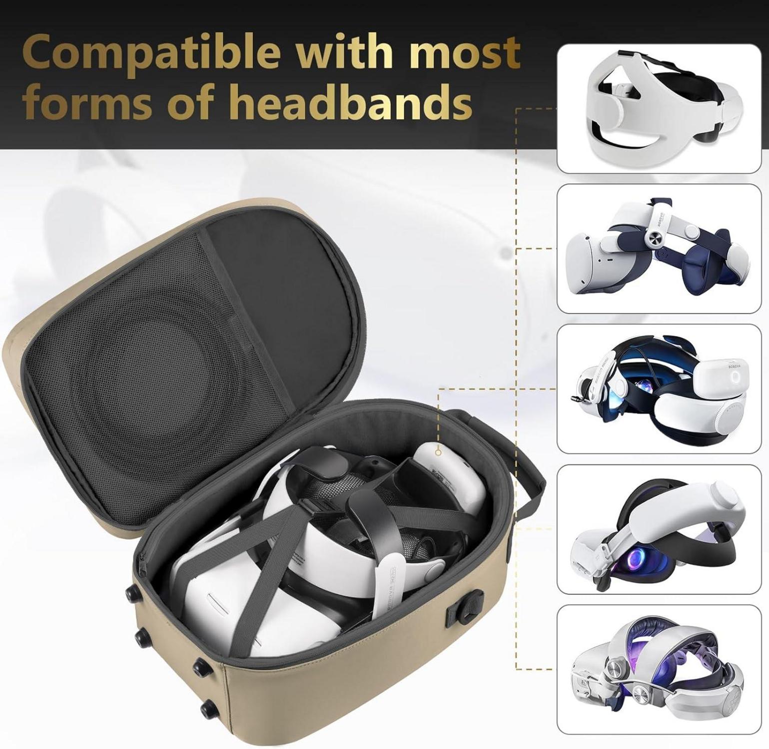 Große Tragetasche für Oculus Quest 3/2 Zubehör, Harte VR Case, Khaki