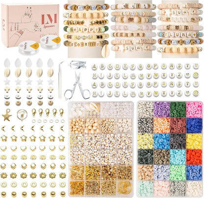 DIY Perlen Set für Armbänder mit Buchstaben und Naturperlen