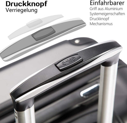 COOLIFE Hartschalen-Koffer Rollkoffer ABS TSA 4 Rollen Rot Set-2tlg S + M