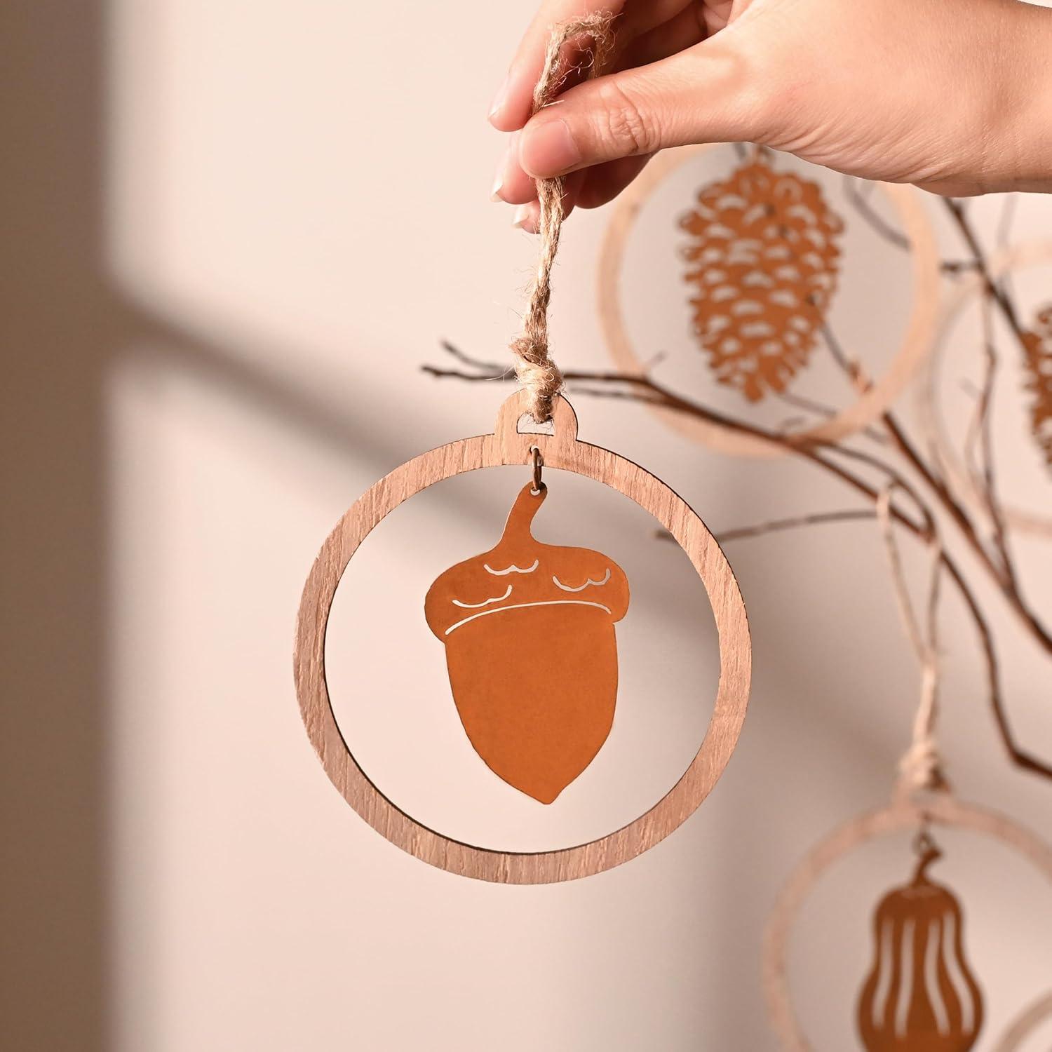 Herbstdeko Holz Metall Kürbis Pilze Baumdeko Rostig 10cm