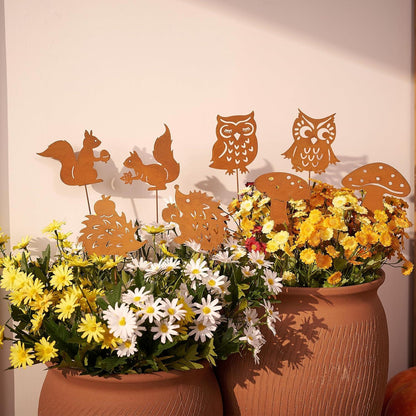 Rost Gartenstecker Herbstdeko 8er Set 25cm Rostoptik Garten