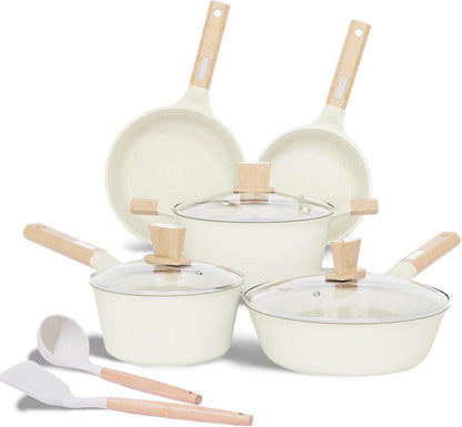 Antihaft-Granit Topfset 15-teilig Induktion Beige