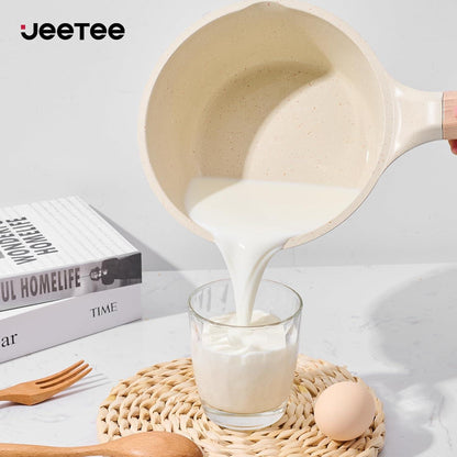JEETEE 15-tlg. Antihaft-Granit Topf Pfannen-Set Induktion Beige