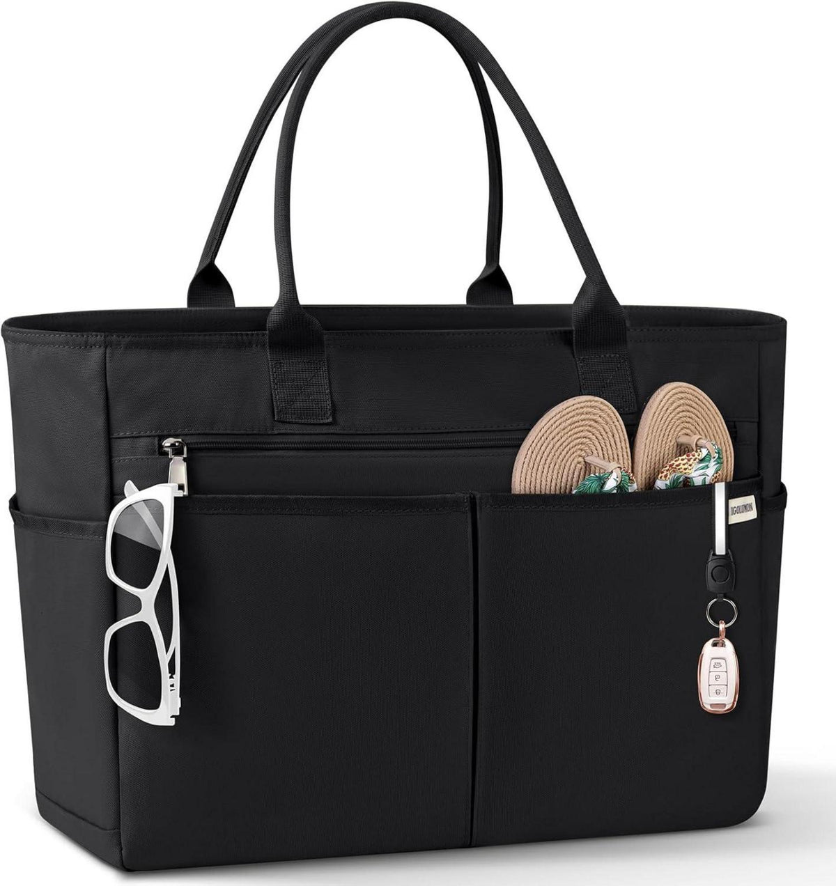 Strandtasche XXL Wasserdicht Badetasche mit Reißverschluss 40L Schwarz
