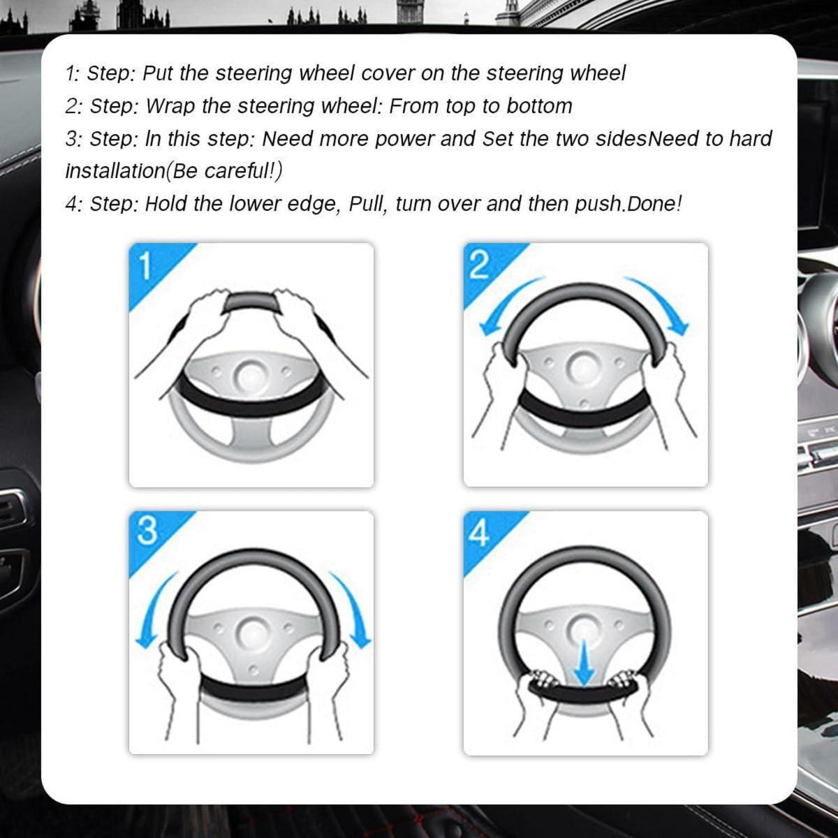 Sport Lenkradbezug Anti Rutsch Schwarz-Blau in Lederoptik
