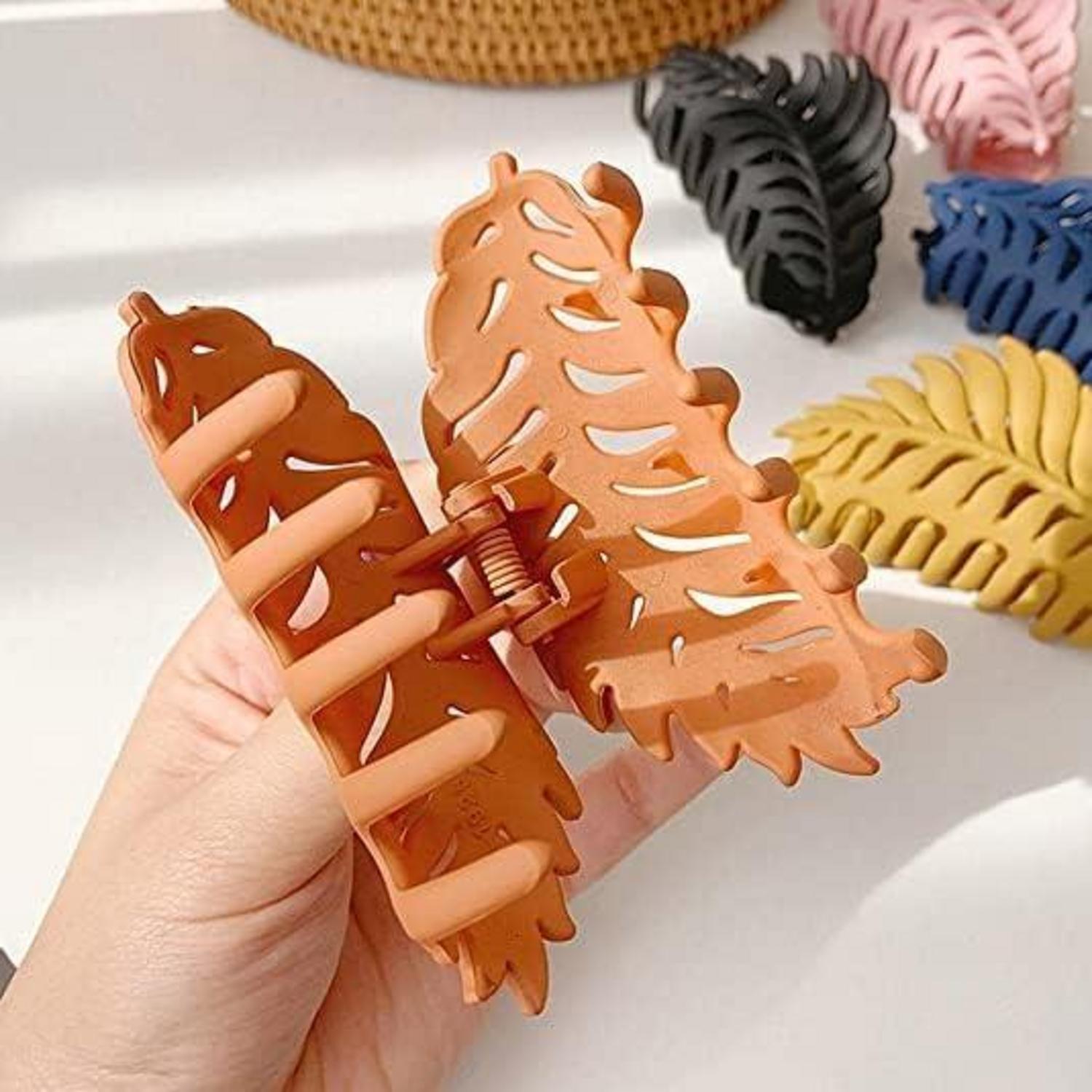 Grüne Haarklammern Blattform große Krallenklammern rutschfeste Blätter 8,9 cm Damen Mädchen Haar Clips