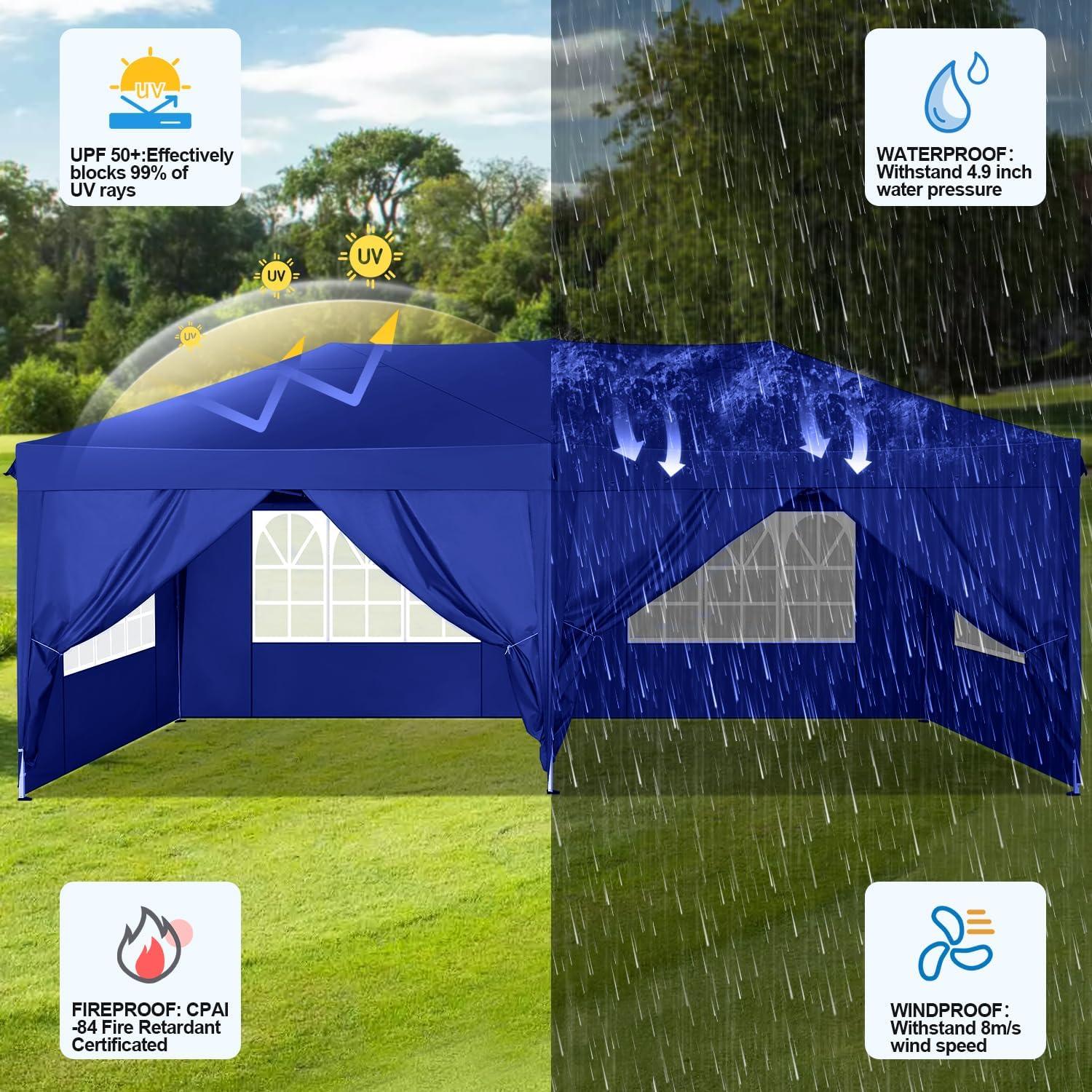COBIZI Faltpavillon 3x6 Wasserdicht Winterfest UV-Schutz 6 Seitenwände