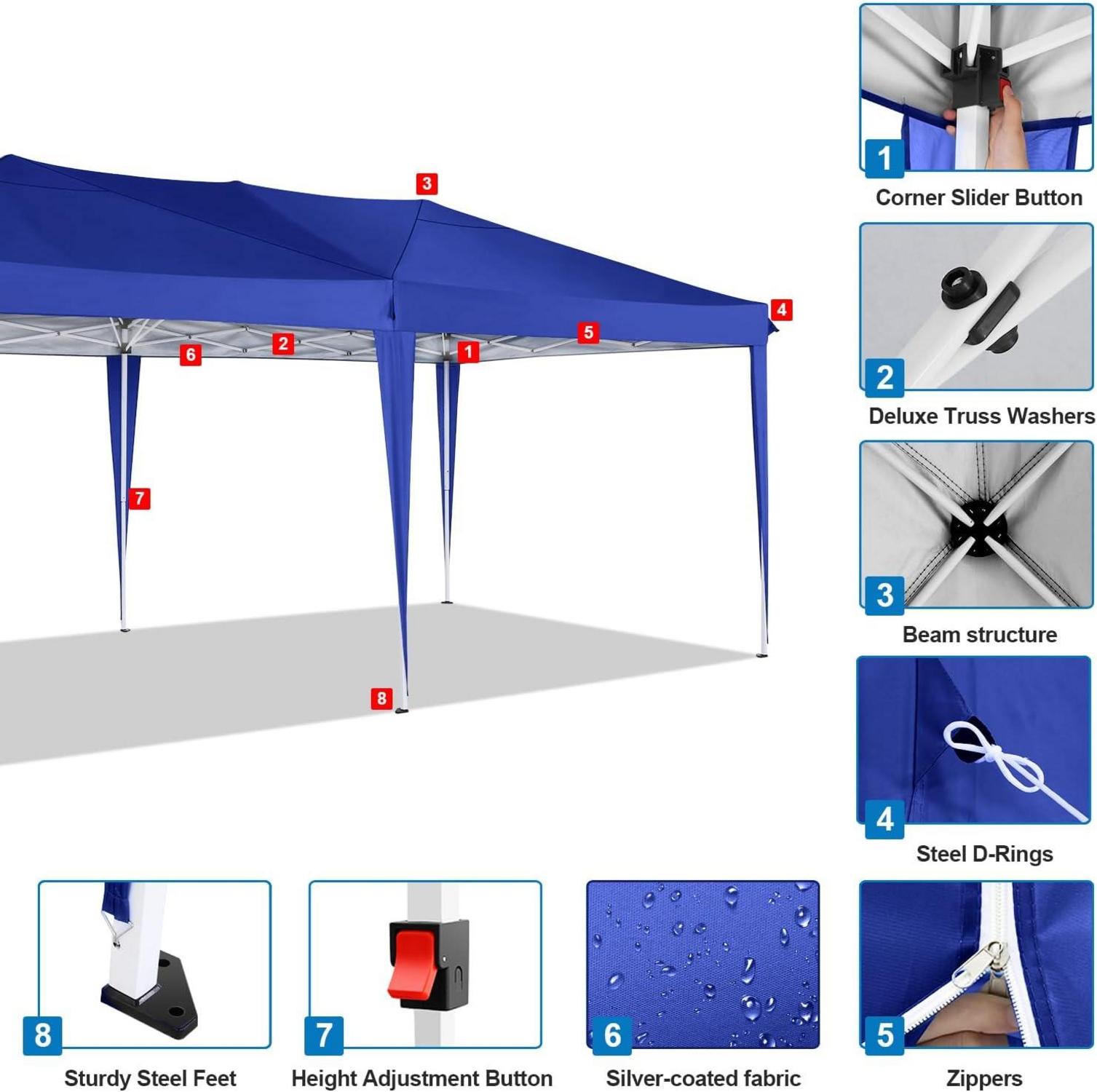 Faltpavillon 3x6 Wasserdicht Winterfest Pop Up Pavillon klappbar