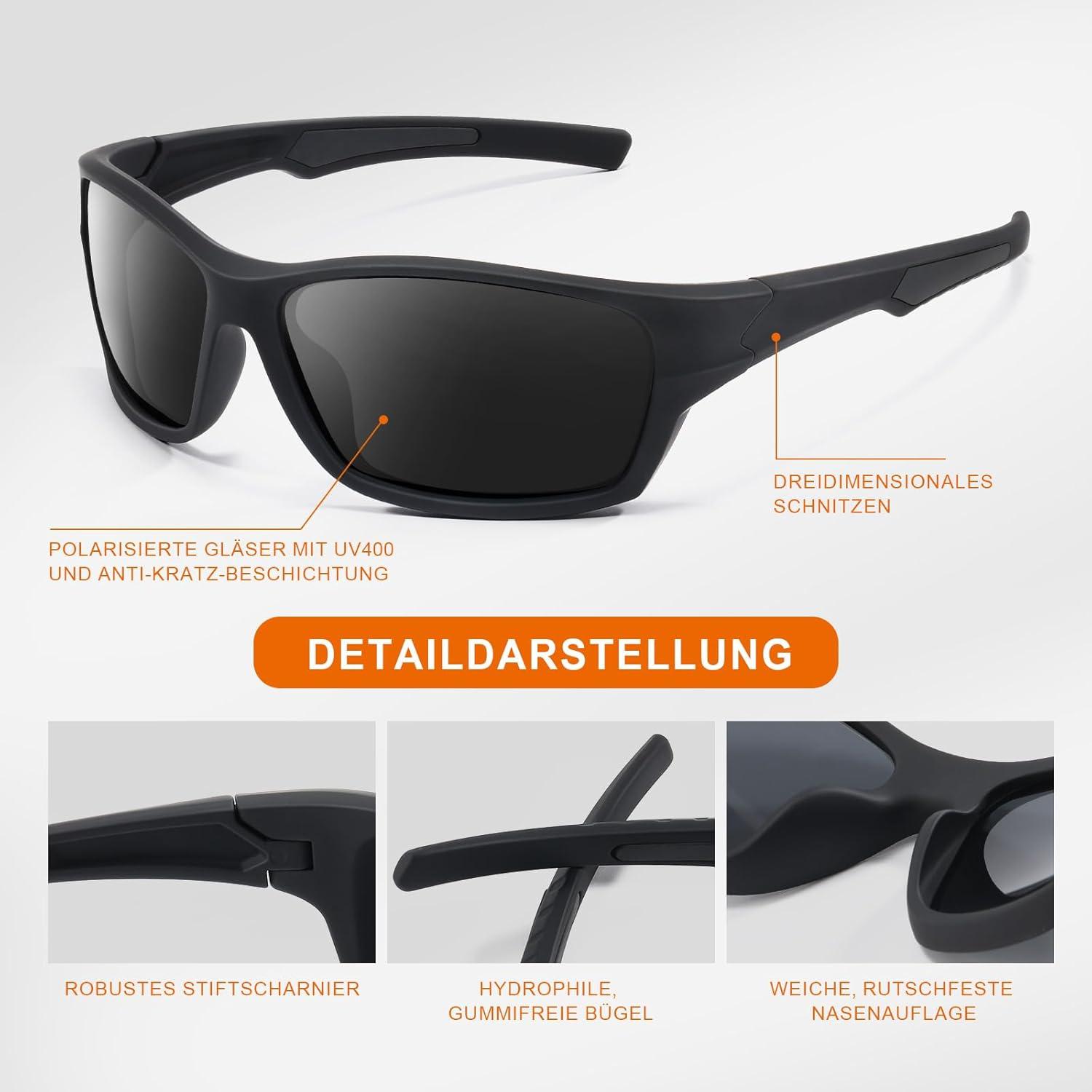 Sportbrille Polarisierte UV400 Sonnenbrille Angeln Laufen Radfahren