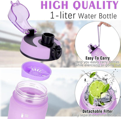 AOPREL Trinkflasche 1L - Sport Wasserflasche mit Zeitmarker