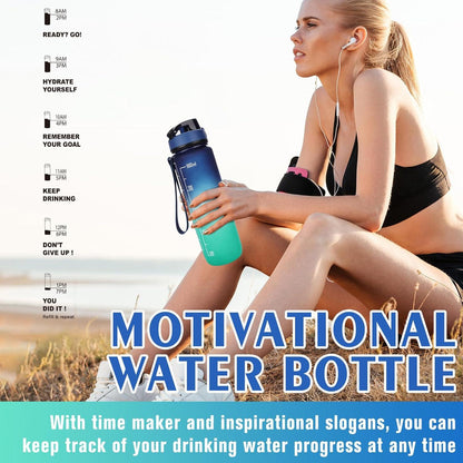 AOPREL Trinkflasche 1L Sport Wasserflasche Auslaufsicher motivierende 1 Liter für Familie Schule Büro Bergsteigen Camping