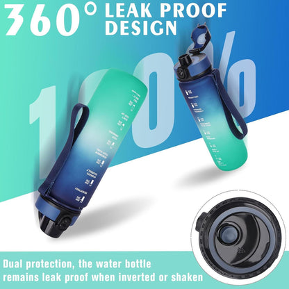 AOPREL Trinkflasche 1L Sport Wasserflasche Filter Motivierend BPA-frei