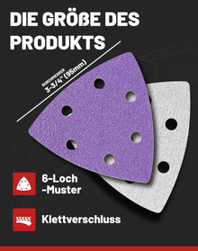 EZARC Deltaschleifer Schleifpapier 60-teilig Zirkonoxid
