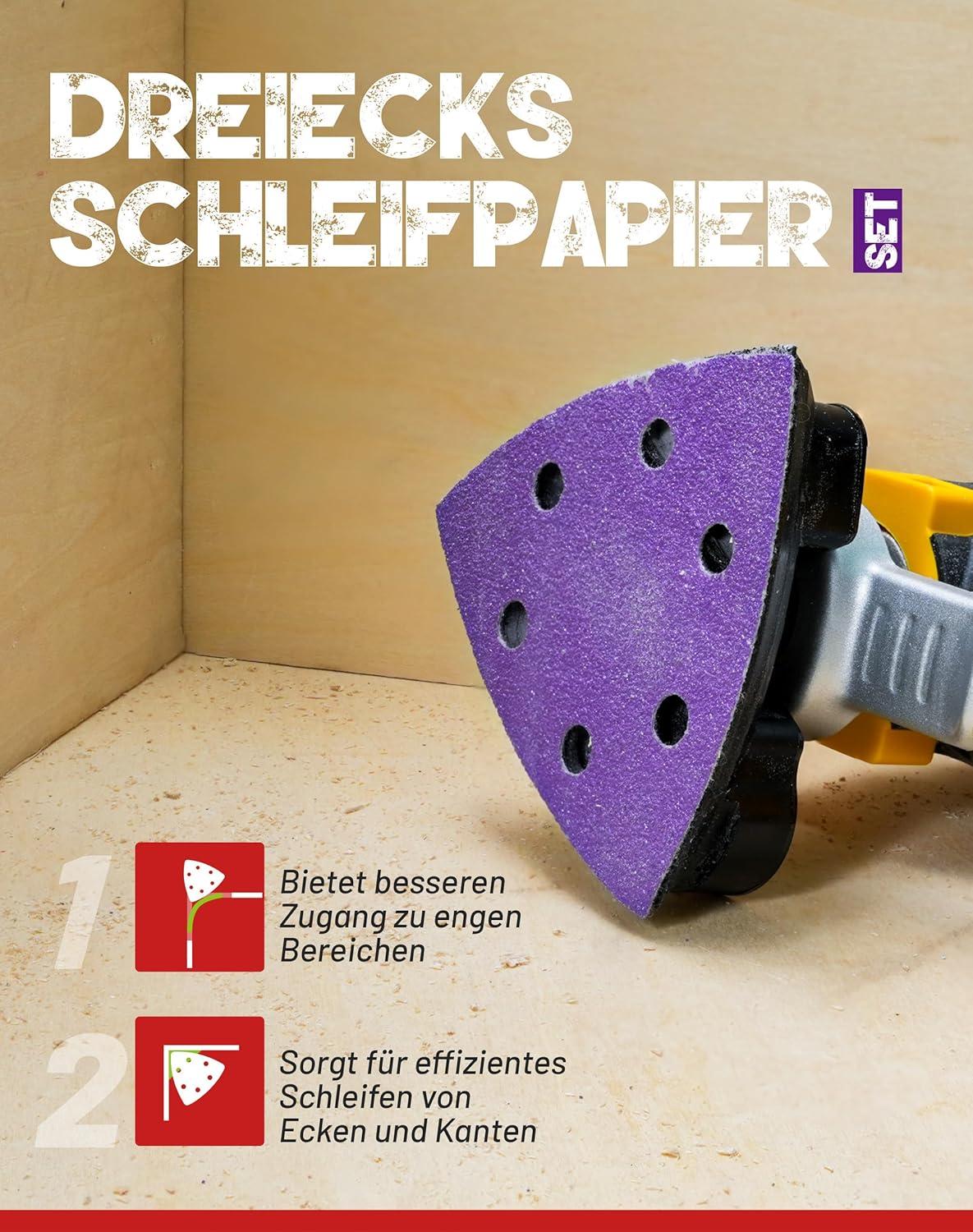 EZARC Deltaschleifer Schleifpapier 60 Stück 95x95x95 mm Zirkonoxid 60/80/120/180/240/320 Körnung