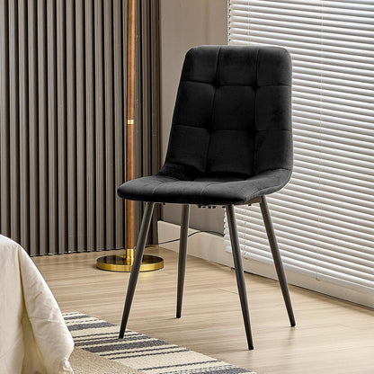 Esszimmerstühle 6er Set, gepolsterte Samtstühle mit Metallfuß