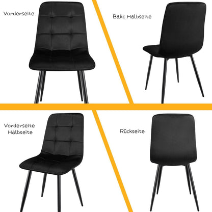 Esszimmerstühle 6er Set, gepolsterte Samtstühle mit Metallfuß