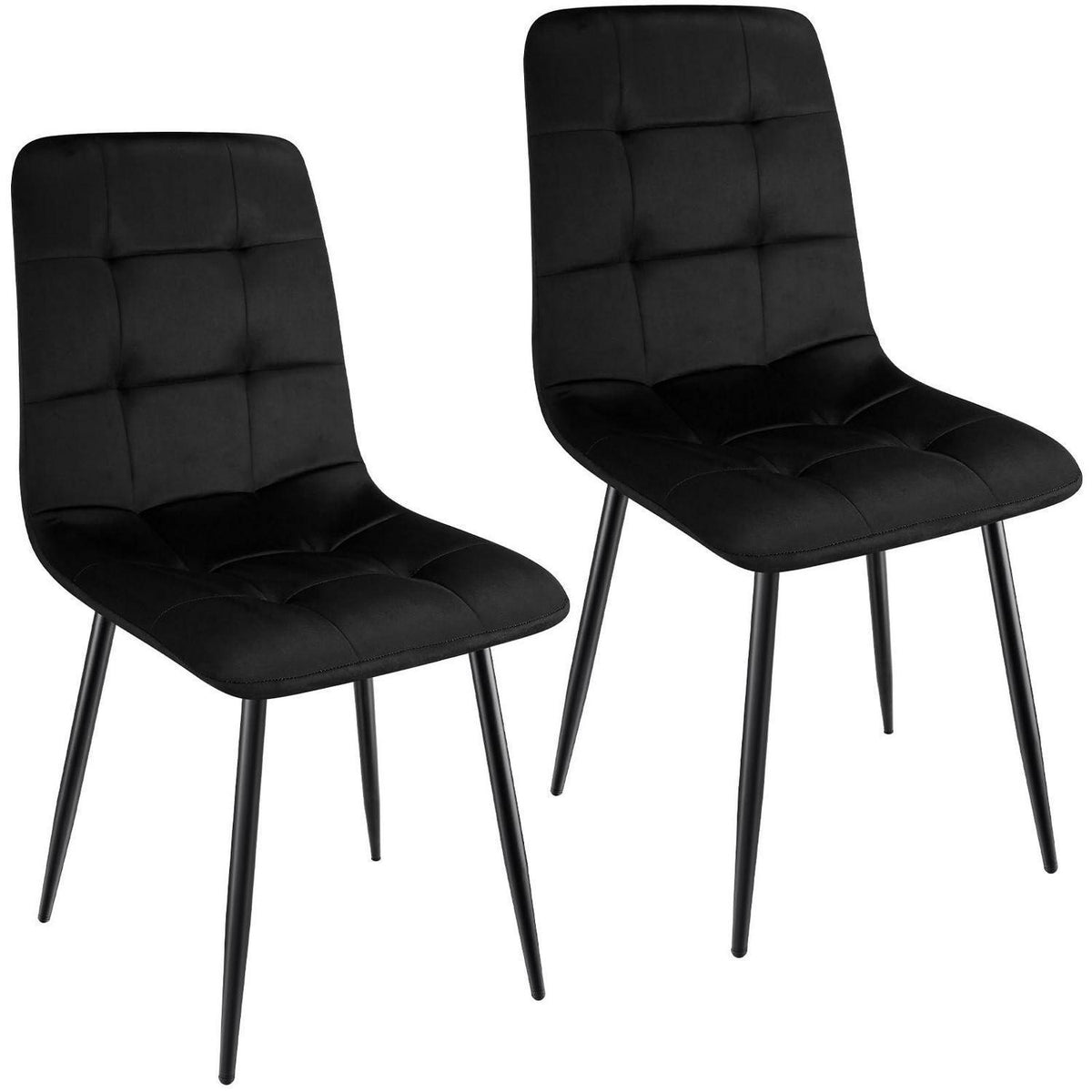 Gepolsterte Esszimmerstühle 2er Set, Schwarz, Samtoptik
