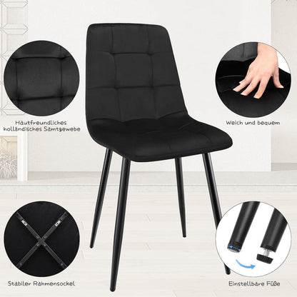 Gepolsterte Esszimmerstühle 2er Set, Schwarz, Samtoptik