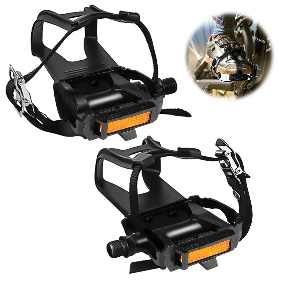 Fahrradpedale mit Clips & Riemen – MTB Pedale für Radfahren