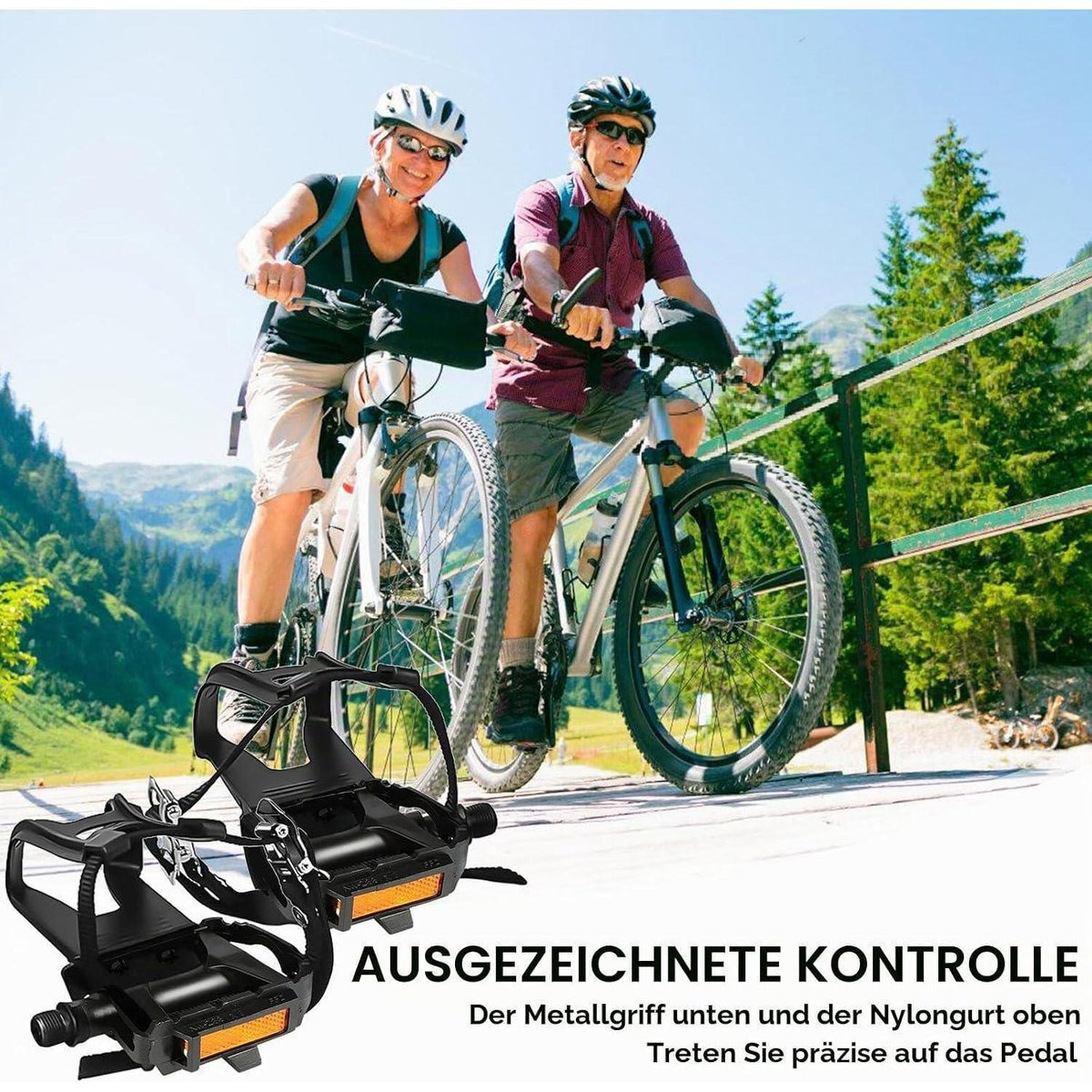 Fahrradpedale mit Clips & Riemen – MTB Pedale für Radfahren