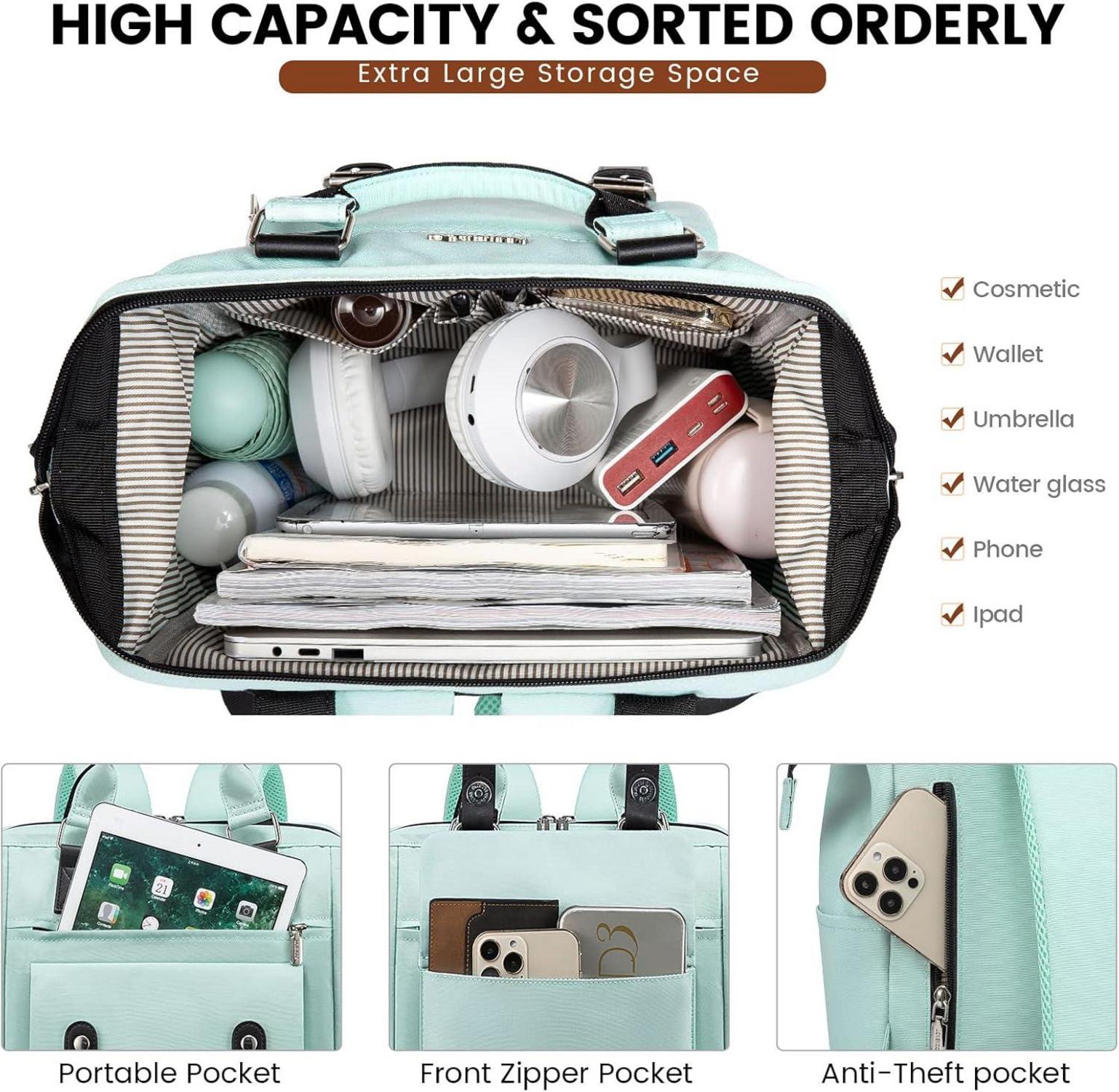 LOVEVOOK Damen Mini Rucksack Wasserdicht 14-Zoll Laptopfach