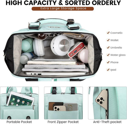 LOVEVOOK Damen Mini Rucksack Wasserdicht 14-Zoll Laptopfach