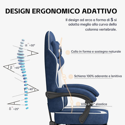 Ergonomischer Gaming Sessel mit Fußstütze und