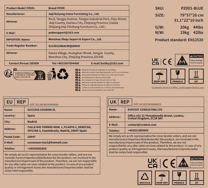Gaming Stuhl Ergonomisch mit Fußstütze und verstellbarer Rückenlehne Blau