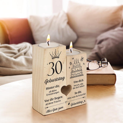 Personalisierter Kerzenständer zum 30. Geburtstag – Geschenkidee für Frau & Mann