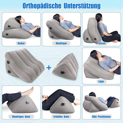 Aufblasbares Beinkissen Set Rückenstützkissen Ergonomisch Grau