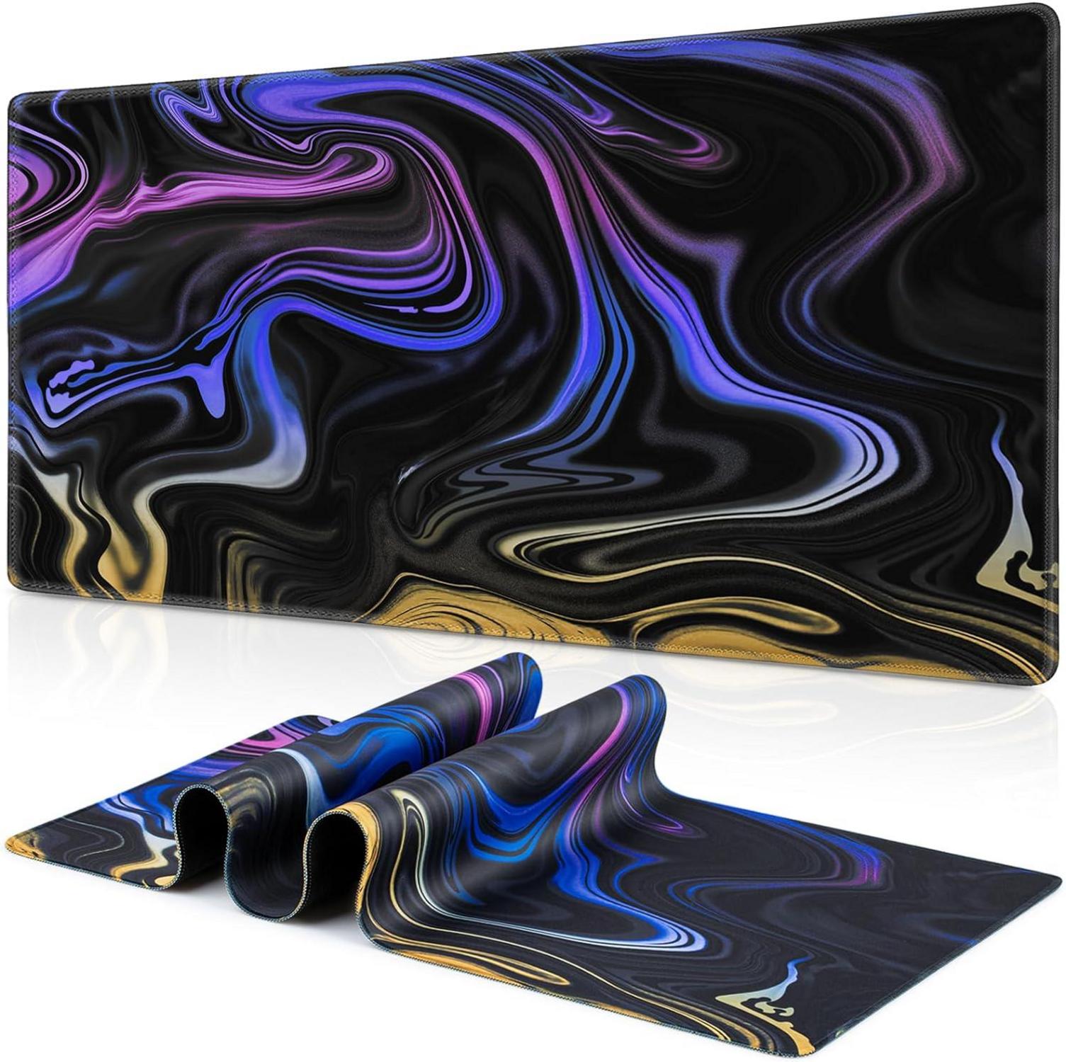 Gaming Mauspad XXL 900x400mm Fluid Art groß Vernähte Kanten